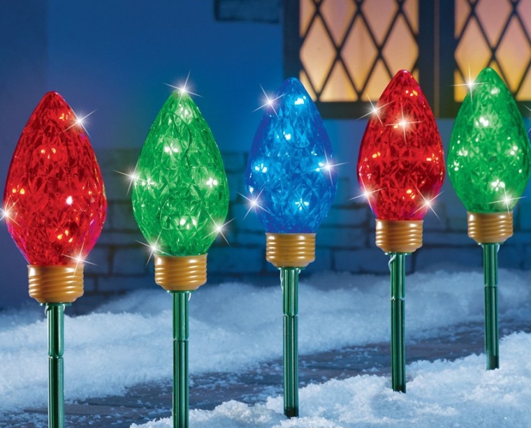 Led Christmas Bulbs Garden Path Light Stakes