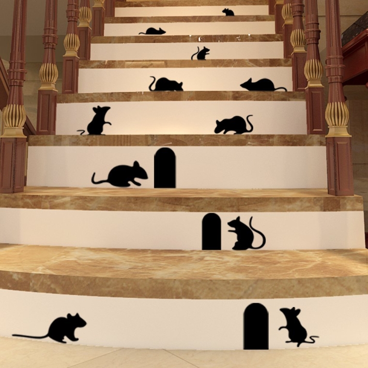 10 black mice with entry hole Halloween vinyl decal
