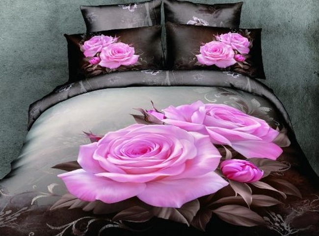 3d Rose Queen Size Leopard Print Bedding Comforter Set
