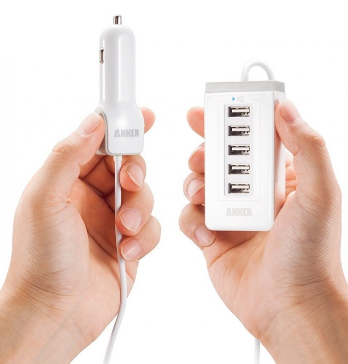 Anker 40W 5Port USB Car Charger with PowerIQ Technology