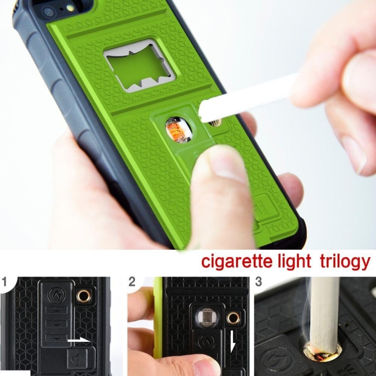 Fashion iPhone 6 Back Cover Case Built-in Cigarette Lighterbottle Opener Camera Stable Tripod Case 4.7 Inch