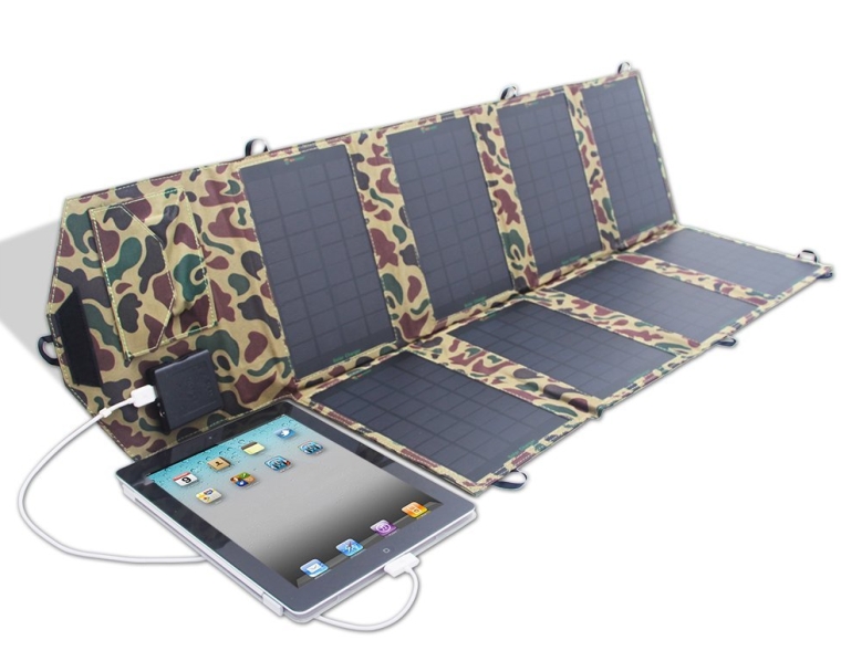 High Efficient 28W 18V Foldable Solar Panel Portable Dual Output Solar Charger