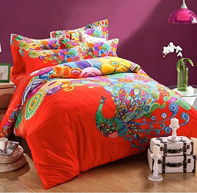 Peacock Print Bedding Set