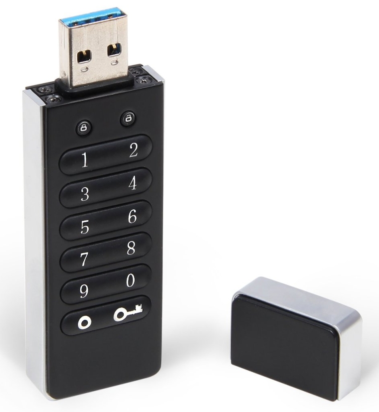USB 3.0 256 Bit AES Encrypted Flash Drive with Backlite Keypad