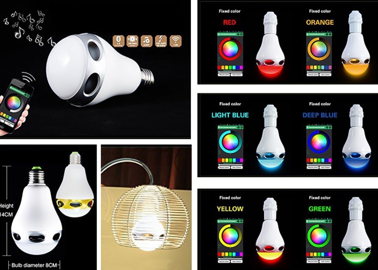 2 in 1 Bluetooth App Control Music Playing Audio 3W Speaker + LED Color Bulb Light