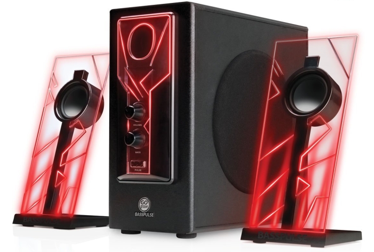 Glowing Red LED Computer Speaker Sound System