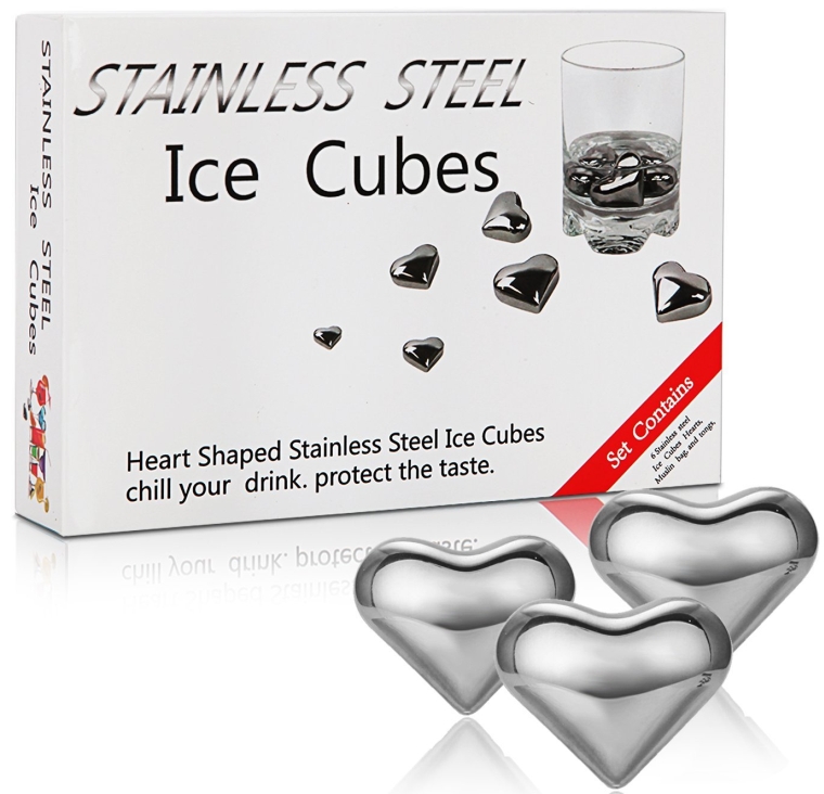 Heart-shaped Set of 6 Stainless Steel Whiskey Chilling