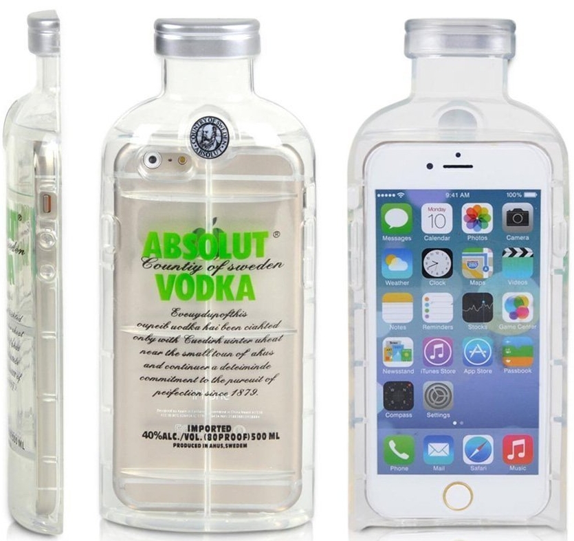 Vodka Bottle Alcohol TPU Crystal Transparent Rubber Gel Case Cover for Apple Iphone 6