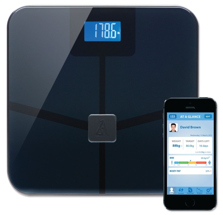 BlueAnatomy Wireless Smart Scale tracks weight, BMI, body fat, water weight