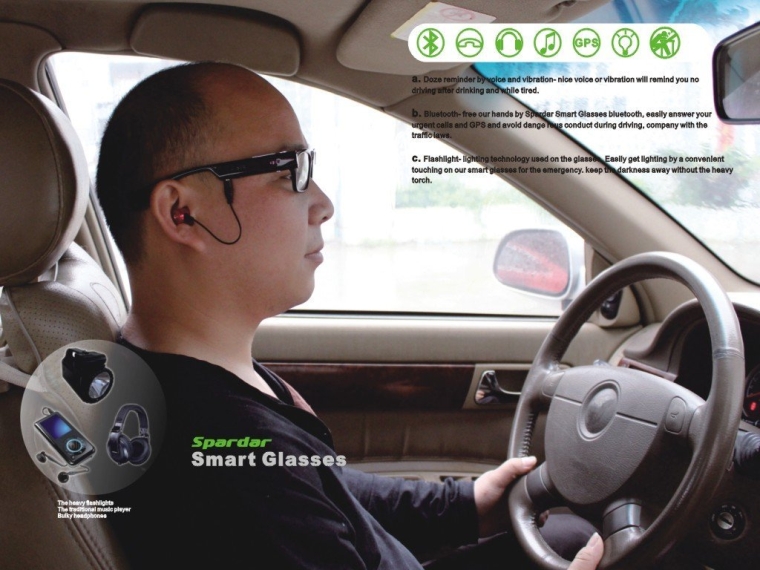 Glasses 1280X720P HD DVR Camera Built-in 8Gb Memory Card V4.0 Bluetooth Headset