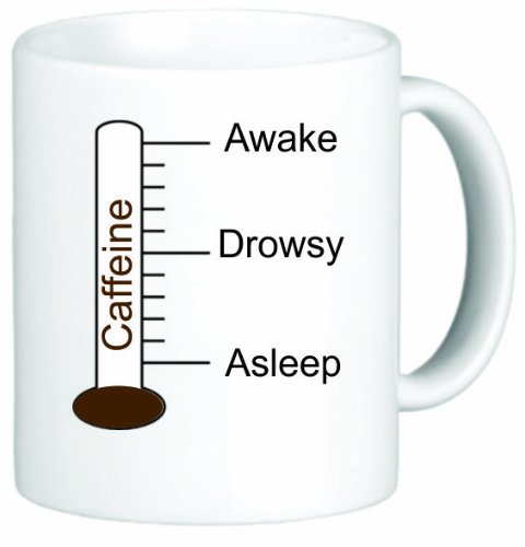 Rikki Knight Caffeine Awake Drowsy Asleep Quote 11 oz Ceramic Coffee Mug Cup