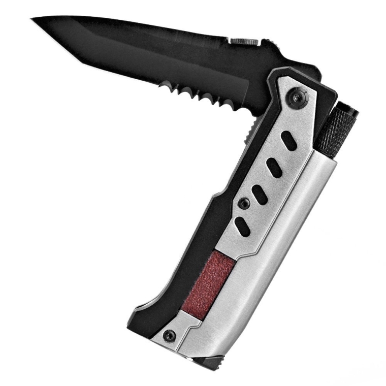 3-in-1 Tactical Pocket Folding Knife with LED Light