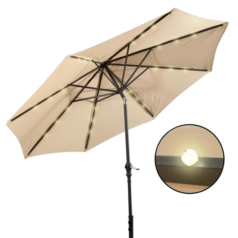 LED steel Pole Patio Solar Umbrella Outdoor Beach