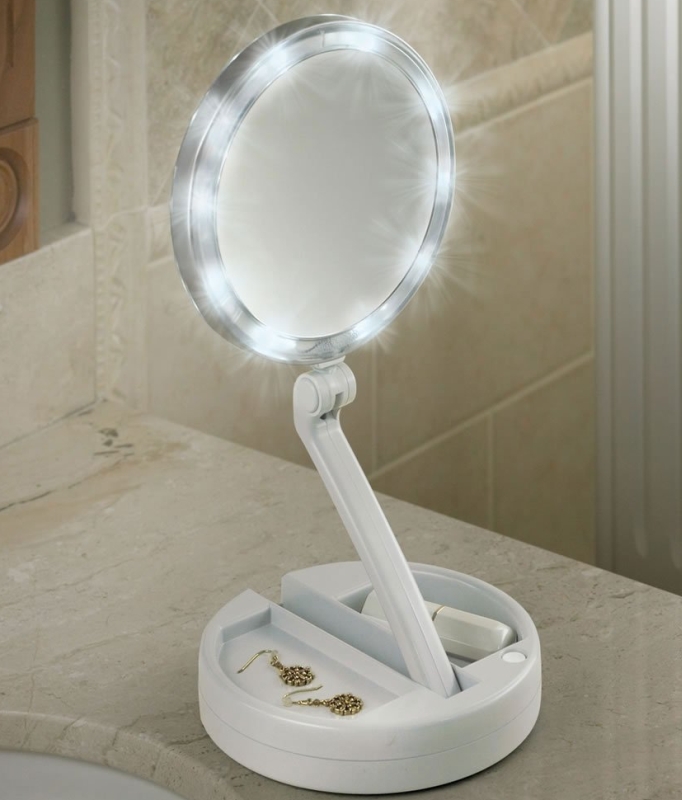 Led Lighted Folding Vanity and Travel Mirror