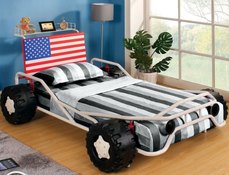 Ricky Racer Twin Metal Race Car Bed