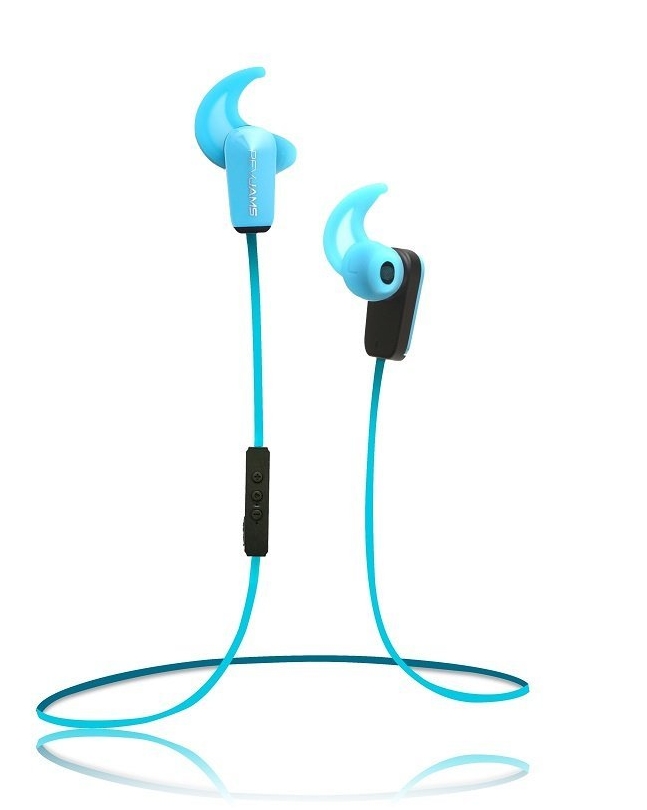 Sport Wireless Bluetooth 4.0 Earbuds with Noise Isolation and in line microphone - Blue