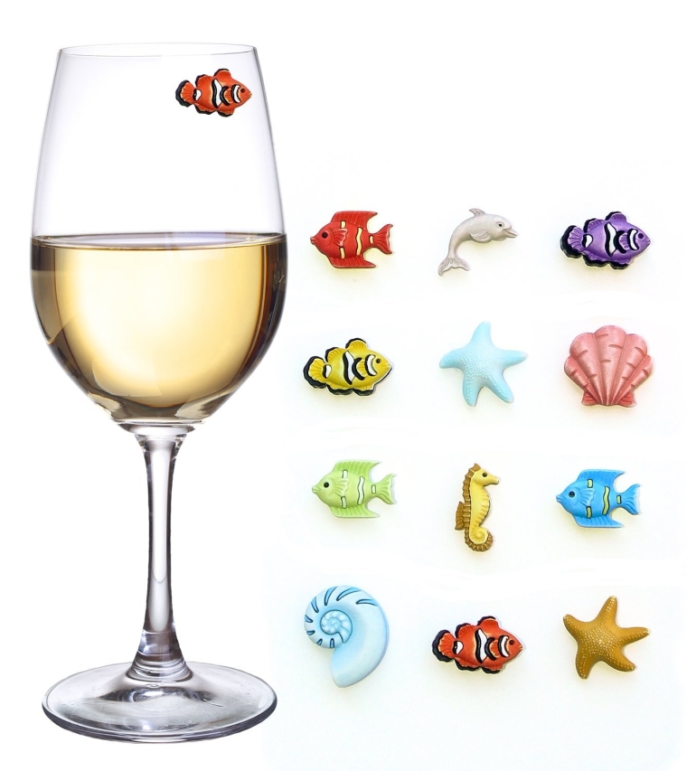 Tropical Fish Magnetic Wine Charms & Markers
