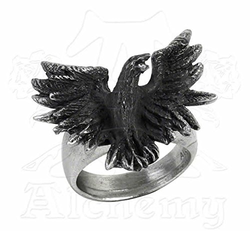 Alchemy Gothic R197L Flocking Raven Ring