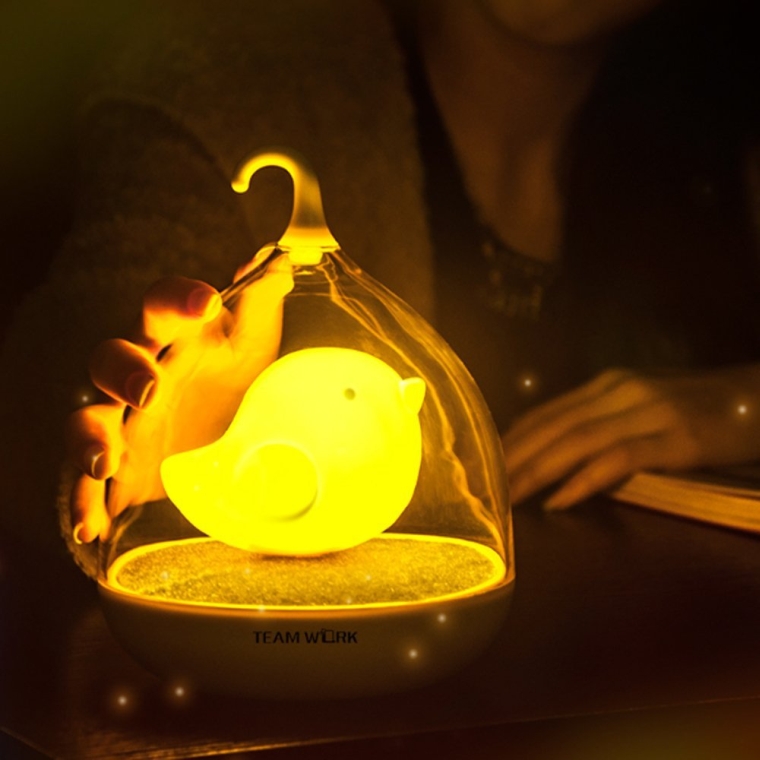 Creative Birdcage Shape Portable Touch Control 3d Bird LED Night Lamp