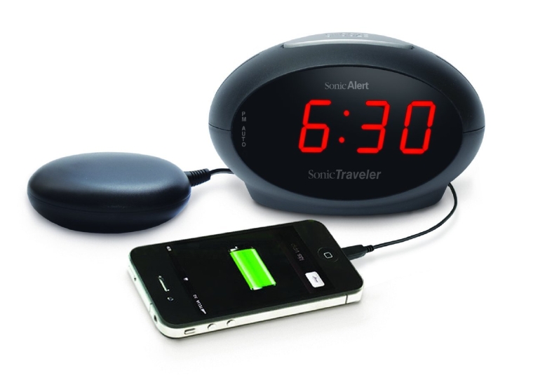 Sonic Boom Sonic Traveler Alarm Clock with Bed Shaker  USB Charger