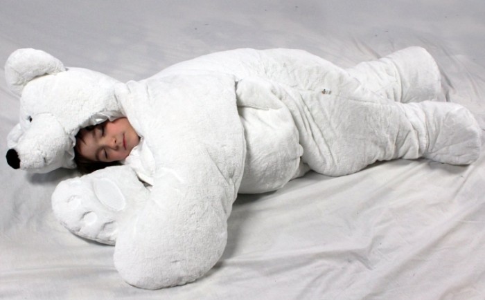 stuffed animal to sleeping bag