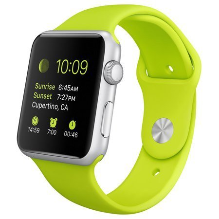 Apple Watch 42mm Silver Aluminum Case with Green Sport Band