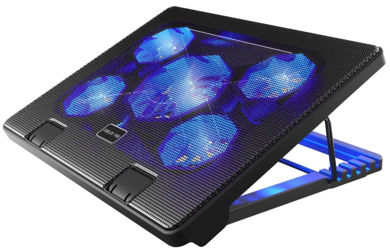 Laptop Cooling Pad Cooler Chill Mat with 5 Quiet Fans LED Lights