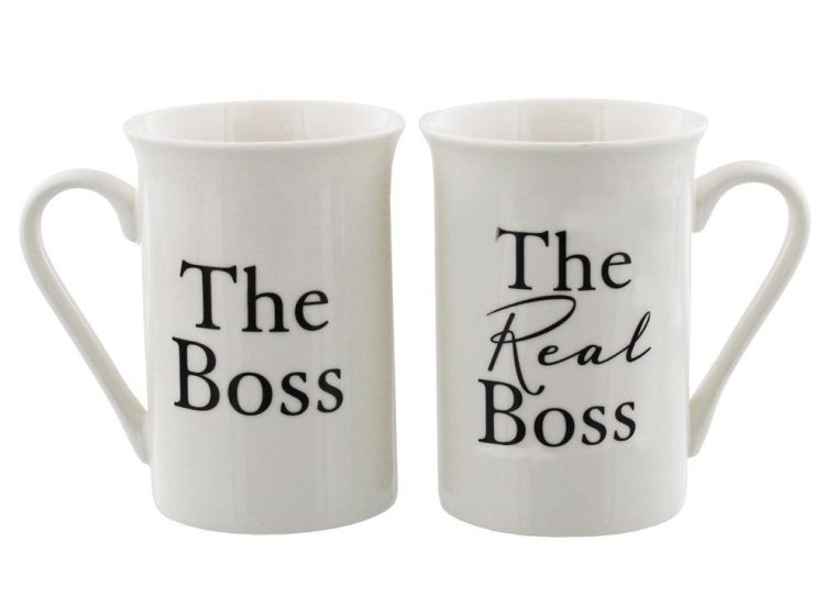 The Boss and The Real Boss White Mugs Gift Set