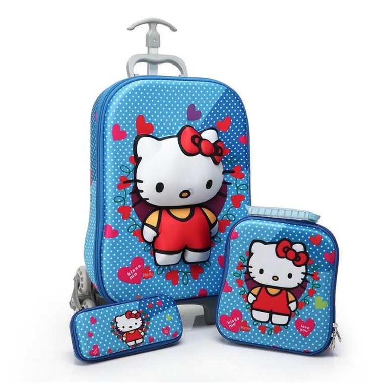 3D Hello Kitty Design Children Trolley Carry-on Hand Luggage Set