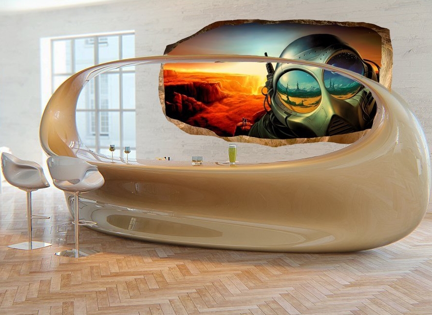 3D Mural Wall Art Photo Decor Future World Amazing Dual iew Surprise