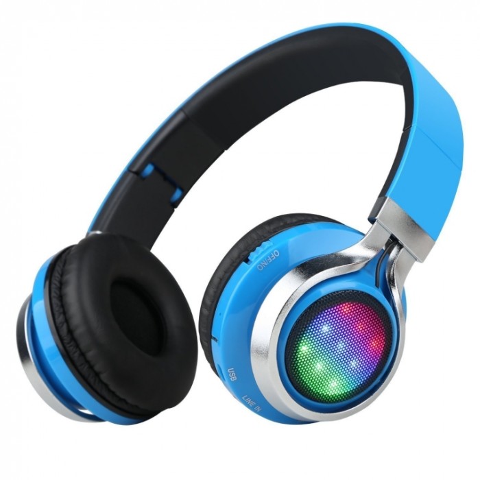 Wireless Bluetooth Stereo Headphones Adjustable Headsets with 3 LED lights