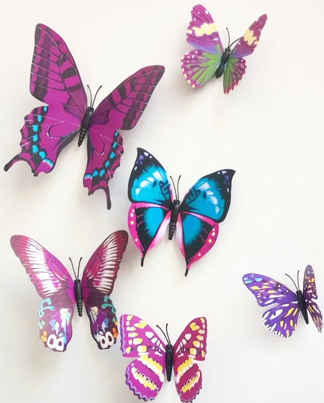 Purple 3d Butterfly Wall Stickers