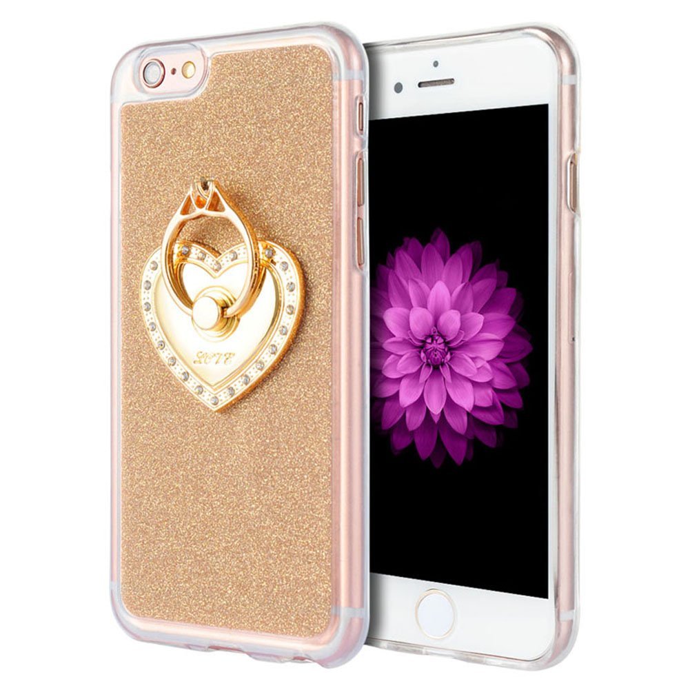iPhone 6 Plus  6S Plus Case, Luxmo® [Ultra Slim Ring Style Stand] Premium Sparkling Semi-Transparent Crystal Clear Trim TPU Case