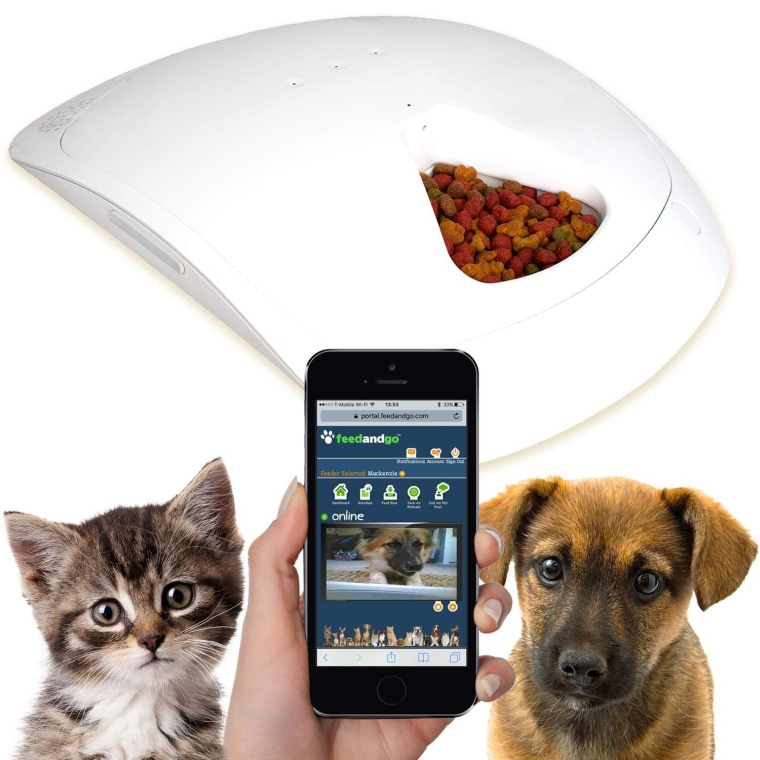 Feed and Go Smart Pet Feeder with Webcam & Wi-Fi Built-In Wet & Dry Food Friendly