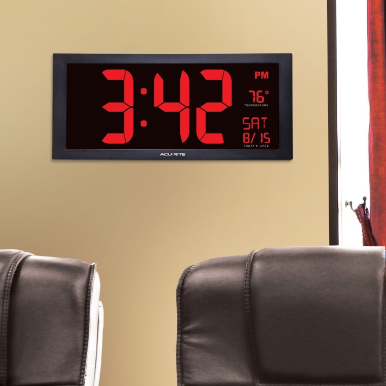 Large Led Clock with Indoor Temperature