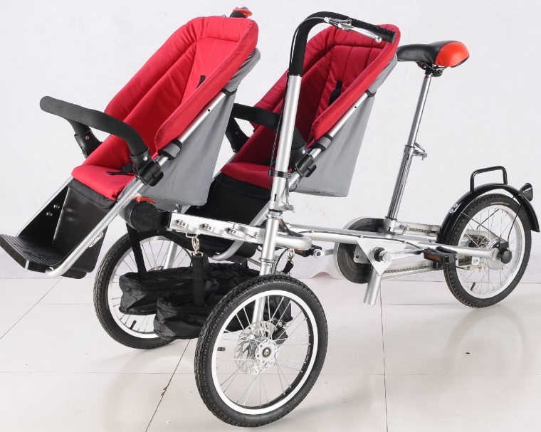 3 Wheels Taga Bike Stroller 2 Seats 16inch Pushchair Mother Baby Stroller Bike Carrier Bicycle 3 in 1