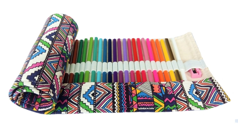 Colored Pencils for Adult Kids Coloring Art Set 48 with Canvas Wrap Holder and Sharpener