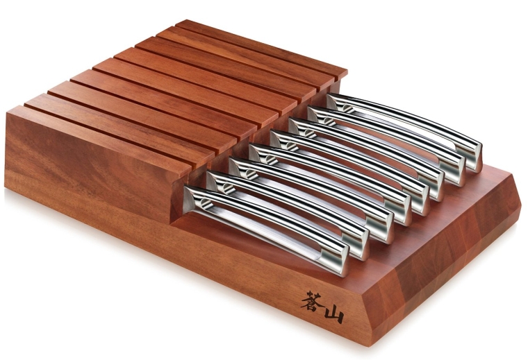 German Steel Forged 8-Piece Steak Knife Set with Solid Acacia Wood Block