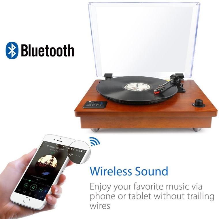 Bluetooth Turntable with Built-in Stereo Speaker