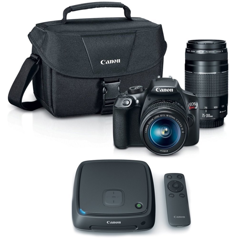 Canon EOS Rebel T6 SLR Camera w 18-55mm and 75-300mm Lens Kit + CS100 1TB Connect Station Storage Hub Bundle