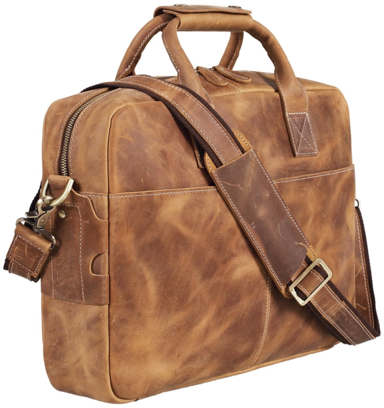 Leather Men's Briefcase Messenger Tote Bag