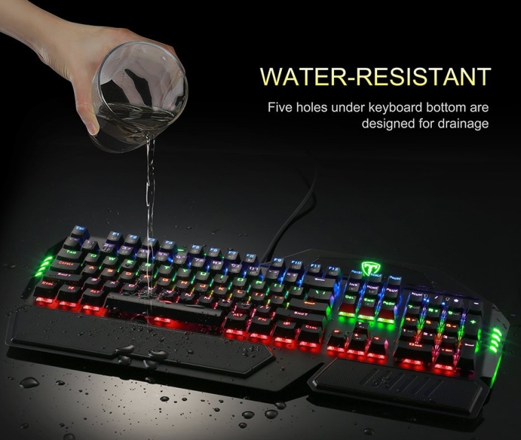 Water-Resistant 104-Key Wired Mechanical Gaming Keyboard