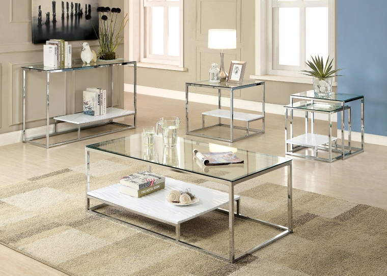 Contemporary Glass Top Nesting Table