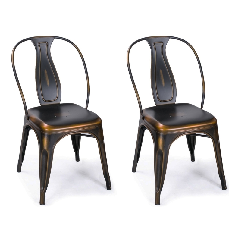 Copper Bronze Metal Stackable Dining Chairs
