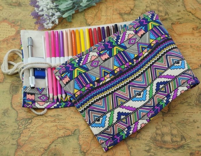 CreooGo 2Pcs/Pack Canvas Pencil Wrap