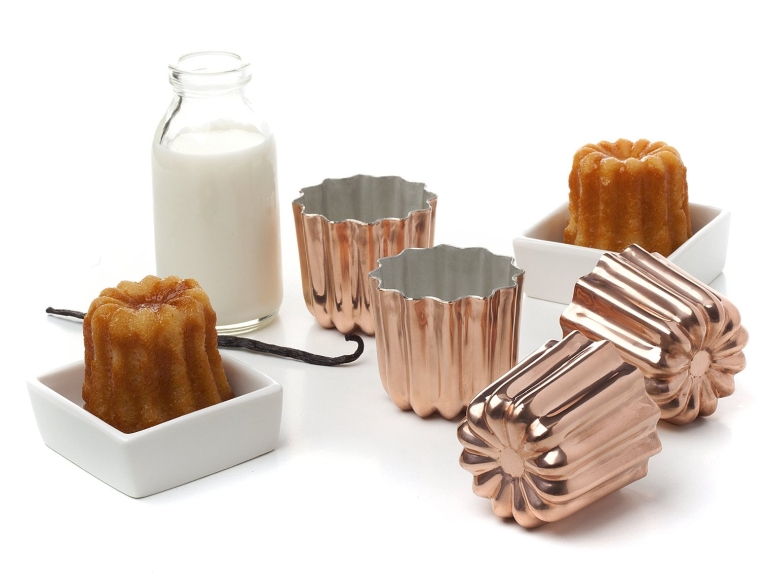 Pack of 4 Copper Tinned Interior Molds Cannele
