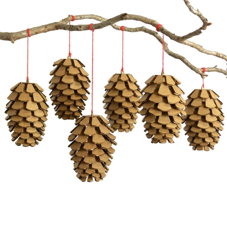 Cardboard Pine Cone Set of Six