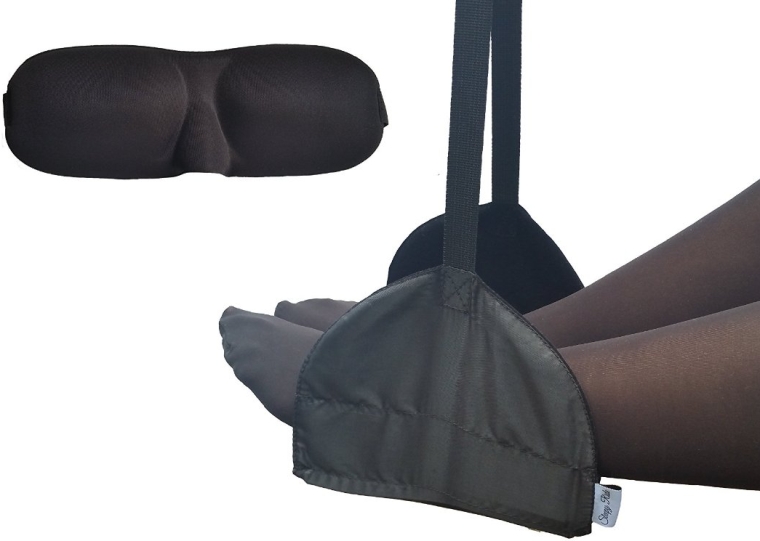Portable Airplane Footrest + Memory Foam Sleep Mask
