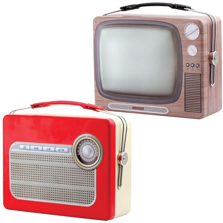 Vintage Radio and Television Food-Safe Tin Lunch Boxes