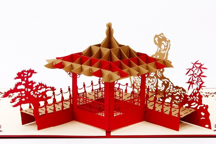 Chinese Pavilion 3D Pop Up Greeting Card Handmade